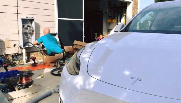 Telsa Car Charger Install Outside Of Home