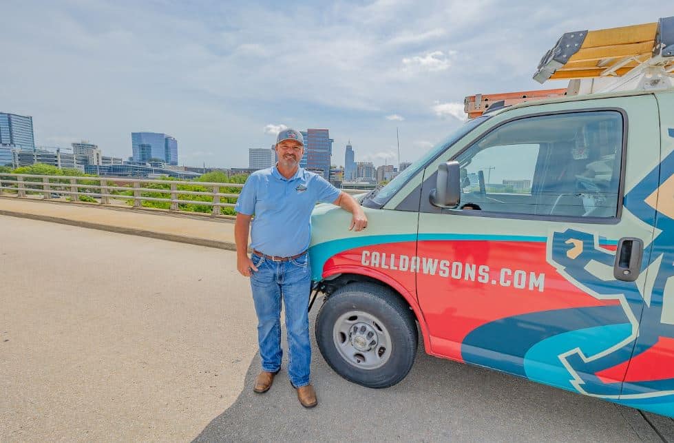 Travis Dawson with truck in Raleigh
