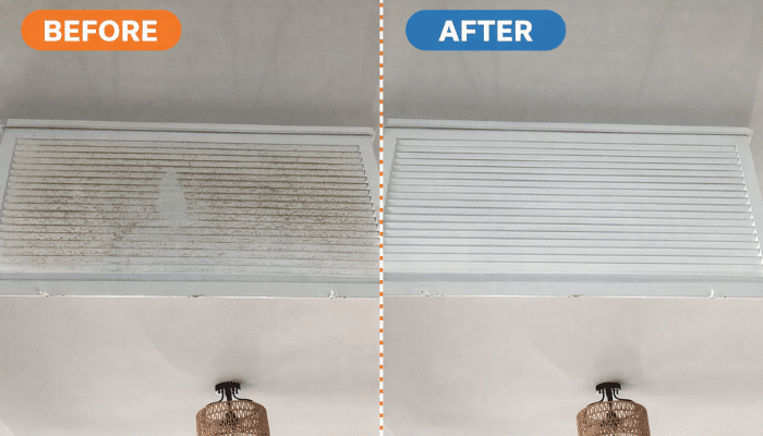 before and after cleaned vents